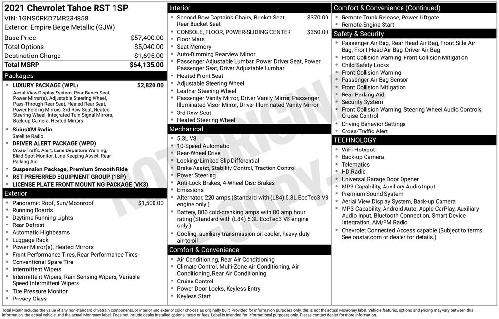 Used 2021 Chevrolet Tahoe RST w/ Luxury Package RWD image 4