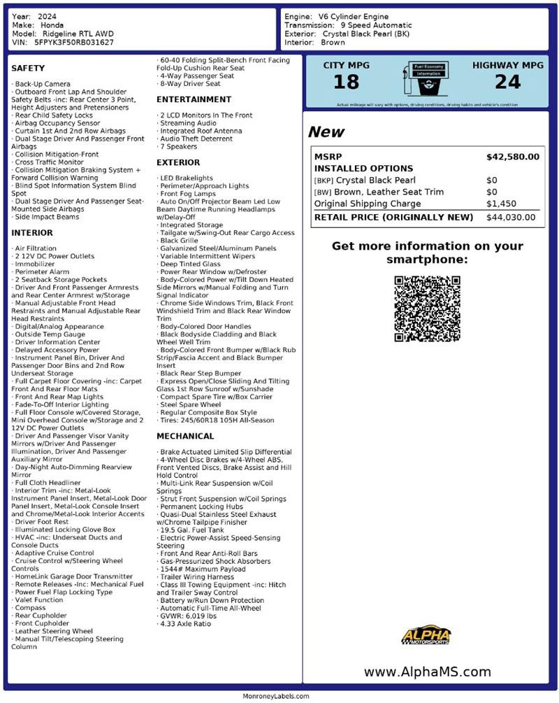 Used 2024 Honda Ridgeline RTL image 3