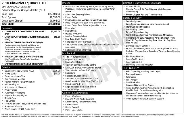 Certified 2020 Chevrolet Equinox LT FWD image 27