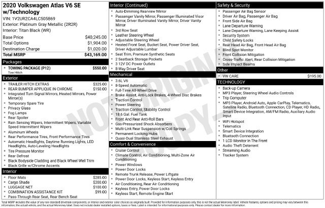 Used 2020 Volkswagen Atlas SE w/ Towing Package AWD/4WD image 37