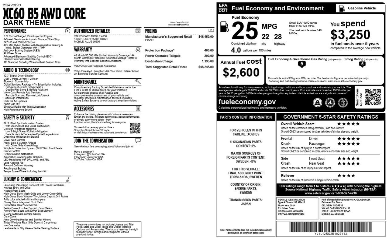 Used 2024 Volvo XC60 B5 Core image 63