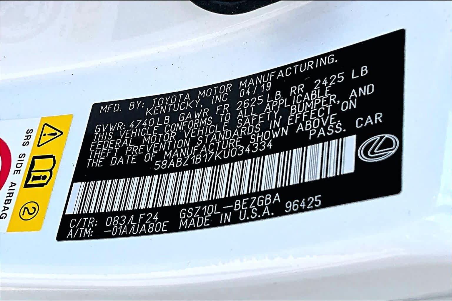 Used 2019 Lexus ES 350 F Sport w/ Accessory Package 2 FWD image 35