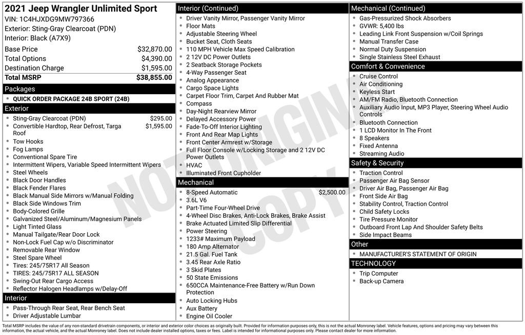 Used 2021 Jeep Wrangler Unlimited Sport image 33