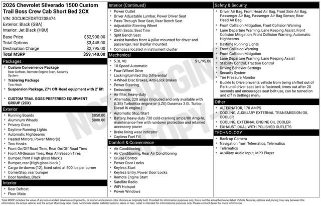 New 2026 Chevrolet Silverado 1500 Custom Trail Boss image 6