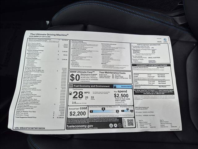 New 2026 BMW Z4 sDrive30i w/ Premium Package RWD image 16