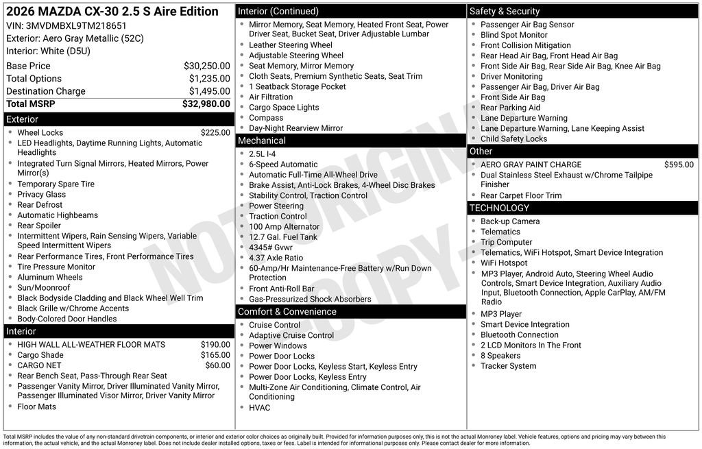 New 2026 MAZDA CX-30 Aire Edition AWD/4WD image 7