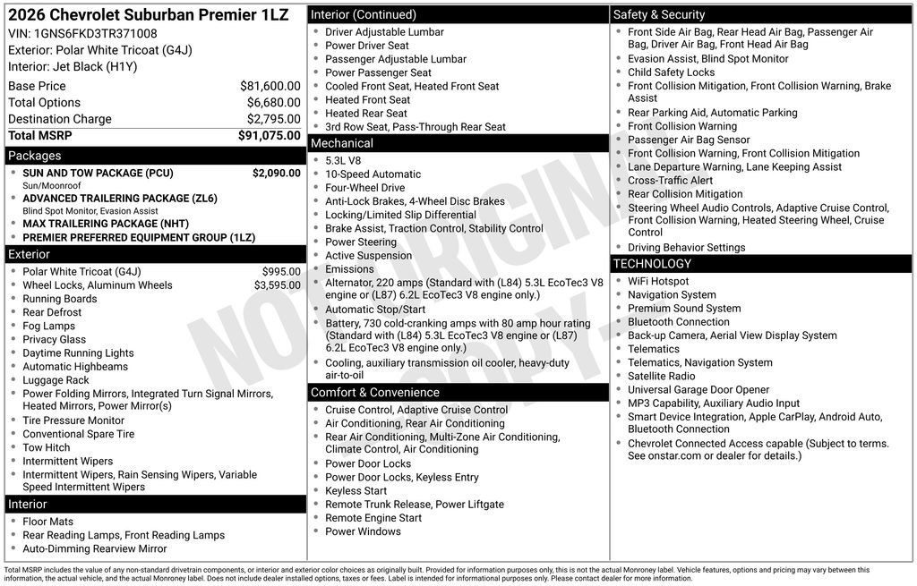 New 2026 Chevrolet Suburban Premier w/ Sun And Tow Package AWD/4WD image 23