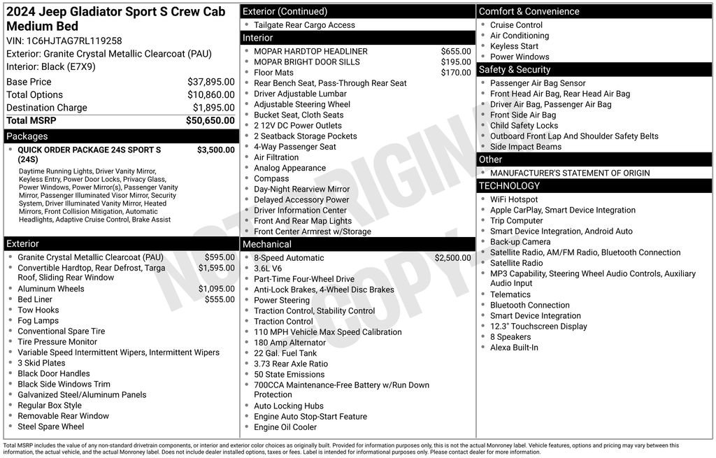 Used 2024 Jeep Gladiator Sport AWD/4WD image 39