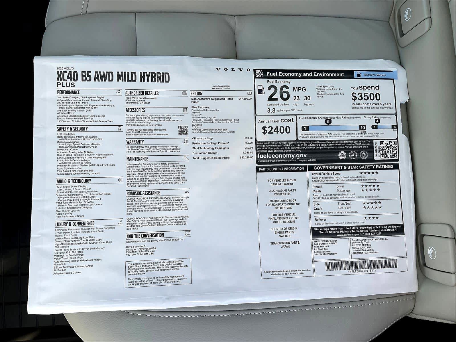 New 2026 Volvo XC40 B5 Plus w/ Protection Package Premier AWD/4WD image 36