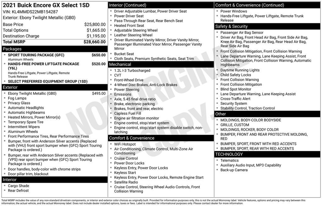 Used 2021 Buick Encore GX Select w/ Sport Touring Package image 5