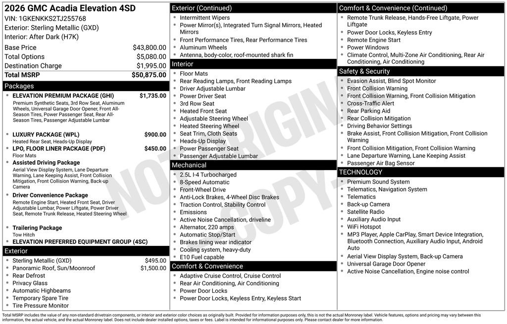 Used 2026 GMC Acadia Elevation w/ Elevation Premium Package FWD image 5