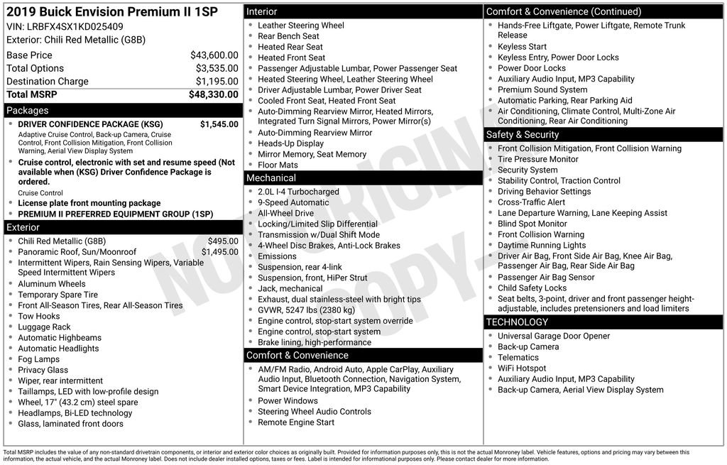 Used 2019 Buick Envision Premium w/ Driver Confidence Package image 14