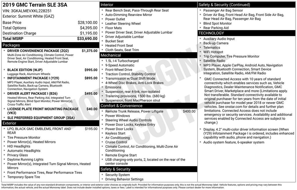Used 2019 GMC Terrain SLE w/ Driver Convenience Package FWD image 6