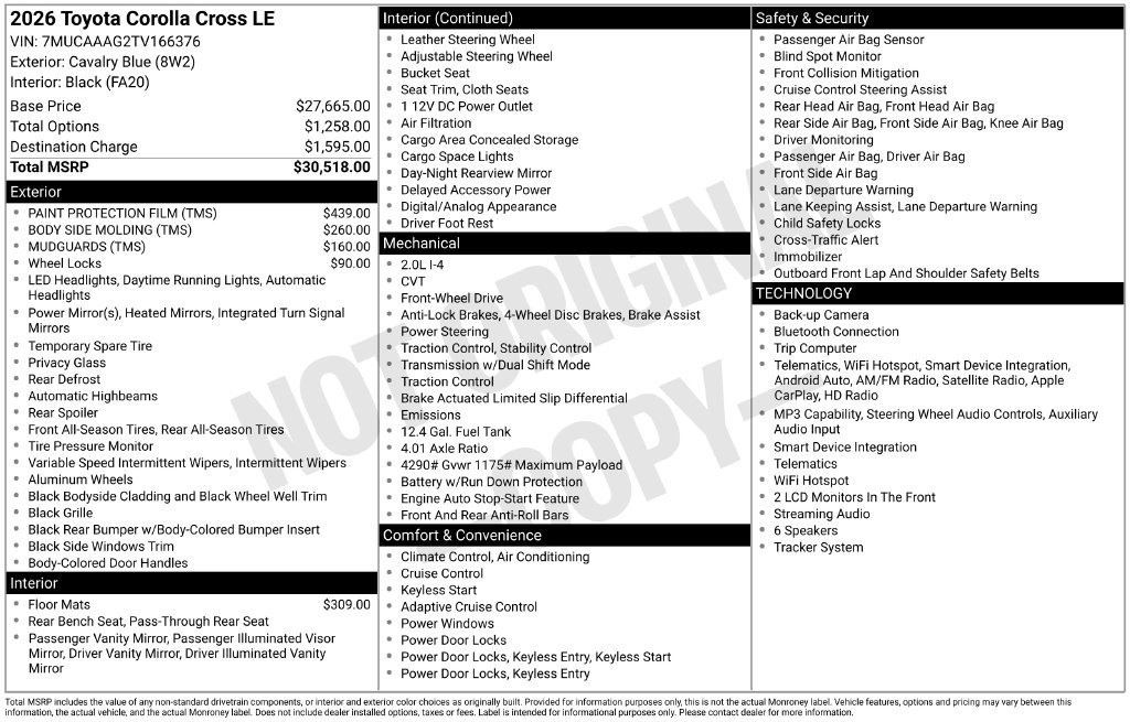 Certified 2026 Toyota Corolla Cross LE FWD image 38