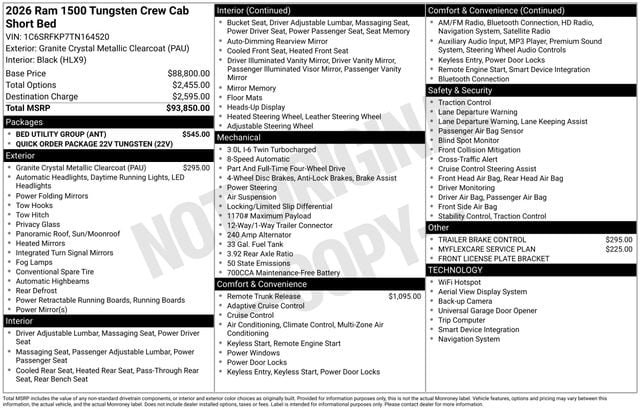 New 2026 RAM 1500 Tungsten w/ Bed Utility Group AWD/4WD image 38