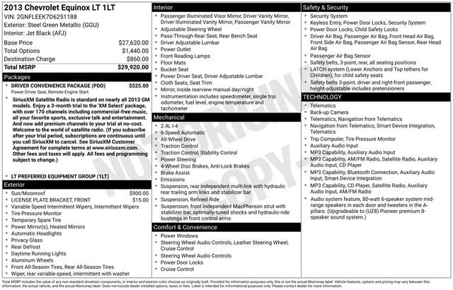 Used 2013 Chevrolet Equinox LT w/ Driver Convenience Package AWD/4WD image 2