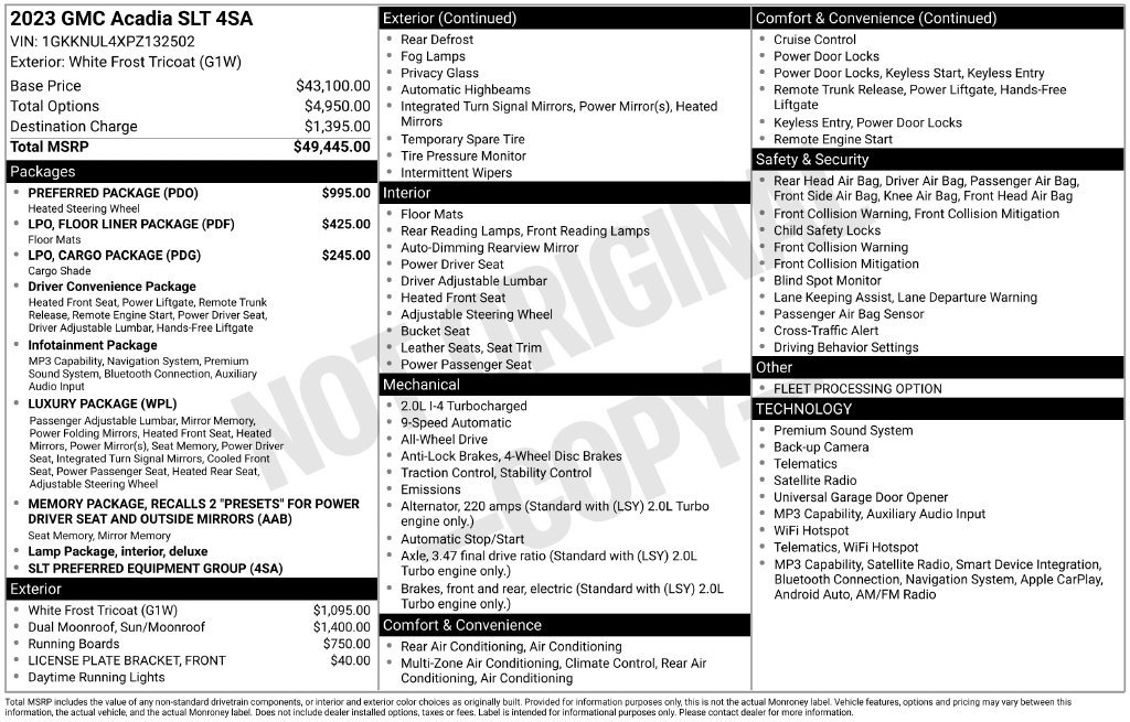 Used 2023 GMC Acadia SLT w/ Preferred Package AWD/4WD image 5