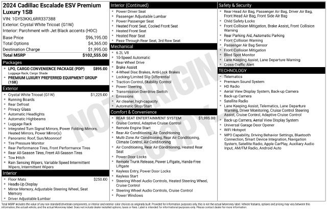 Used 2024 Cadillac Escalade ESV Premium Luxury RWD image 7
