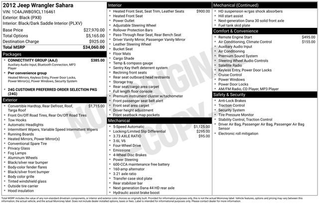 Used 2012 Jeep Wrangler Sahara w/ Connectivity Group image 27