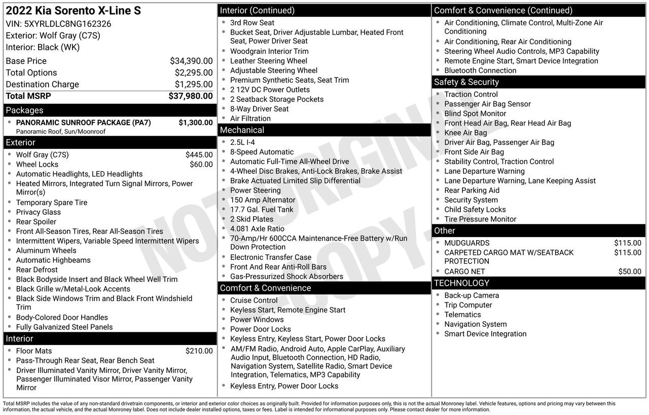 Used 2022 Kia Sorento S w/ Panoramic Sunroof Package image 40
