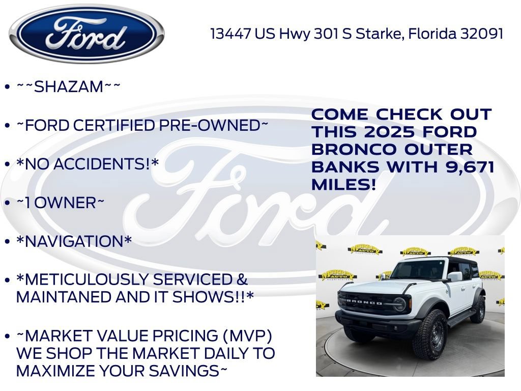 Certified 2025 Ford Bronco Outer Banks w/ Sasquatch Package AWD/4WD image 6