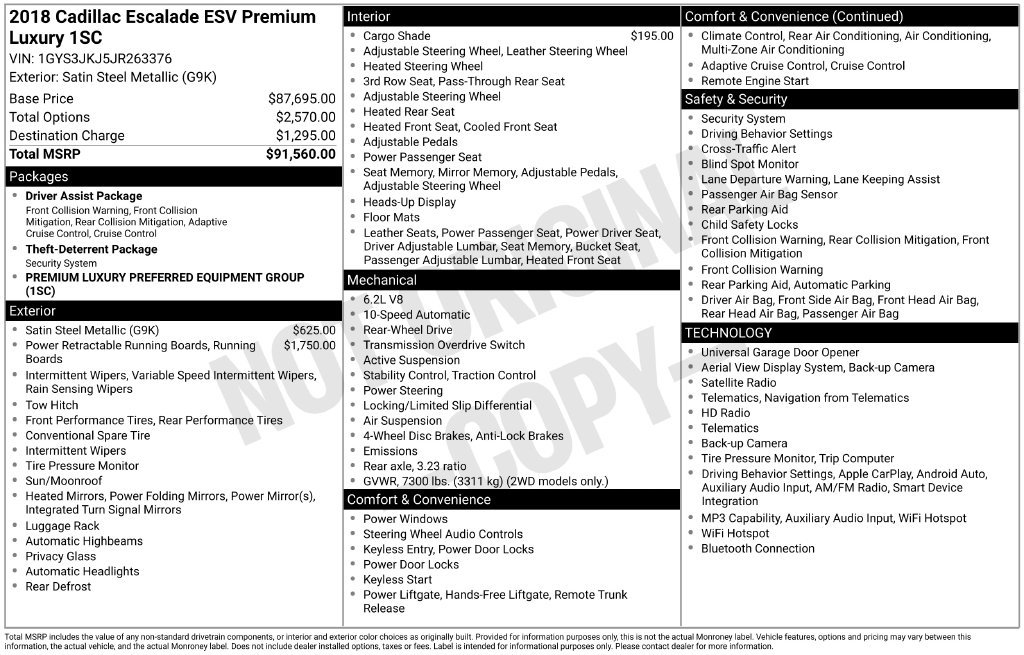 Used 2018 Cadillac Escalade ESV Premium Luxury RWD image 29