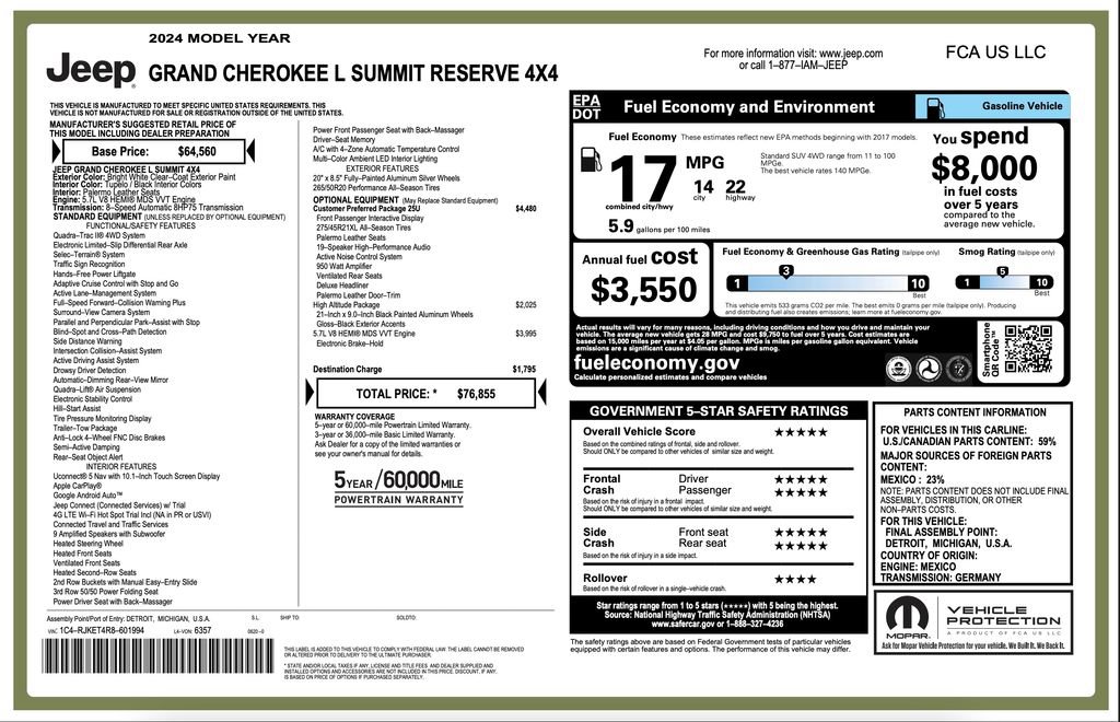 Used 2024 Jeep Grand Cherokee L Summit AWD/4WD image 8