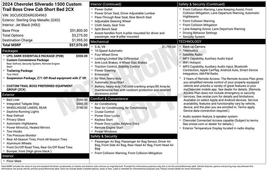 Certified 2024 Chevrolet Silverado 1500 Custom Trail Boss w/ LPO, Dark Essentials Package AWD/4WD image 36