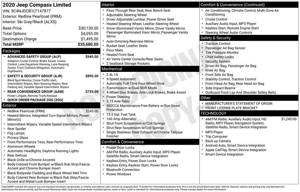 Used 2020 Jeep Compass Limited w/ Advanced Safety Group image 41