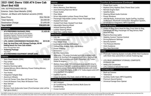 Used 2021 GMC Sierra 1500 AT4 w/ AT4 Preferred Package AWD/4WD image 19