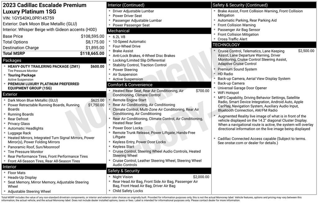 Certified 2023 Cadillac Escalade Premium Luxury Platinum w/ Heavy-Duty Trailer Package AWD/4WD image 38