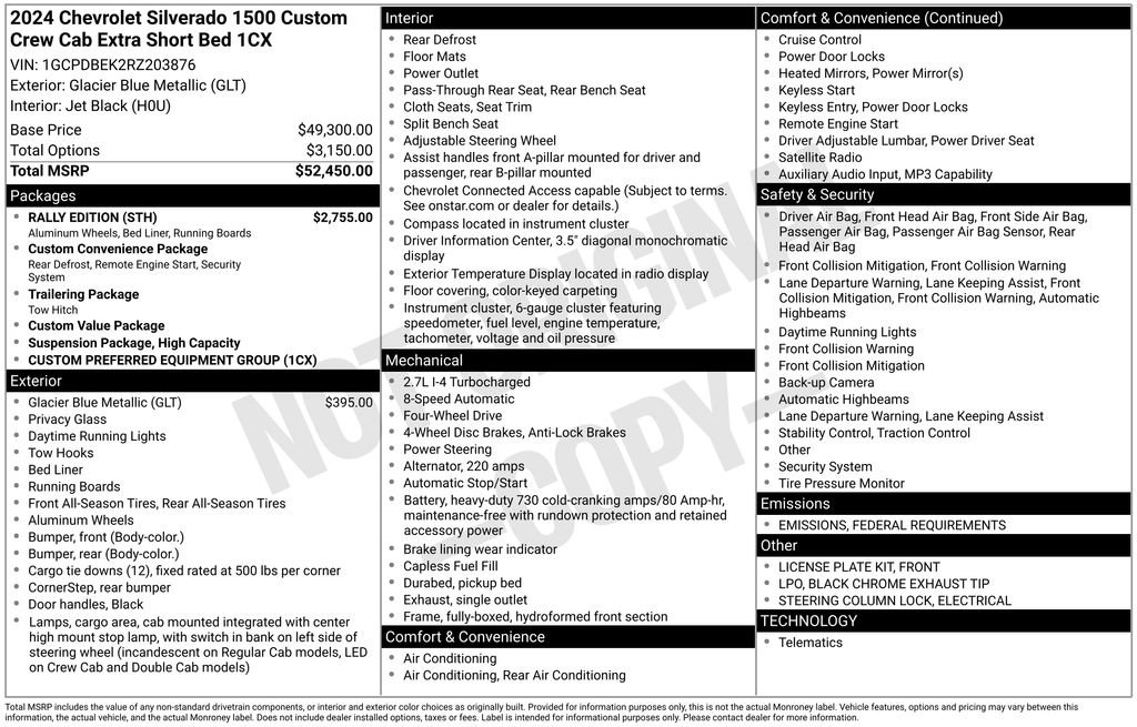 New 2024 Chevrolet Silverado 1500 Custom w/ Rally Edition image 49