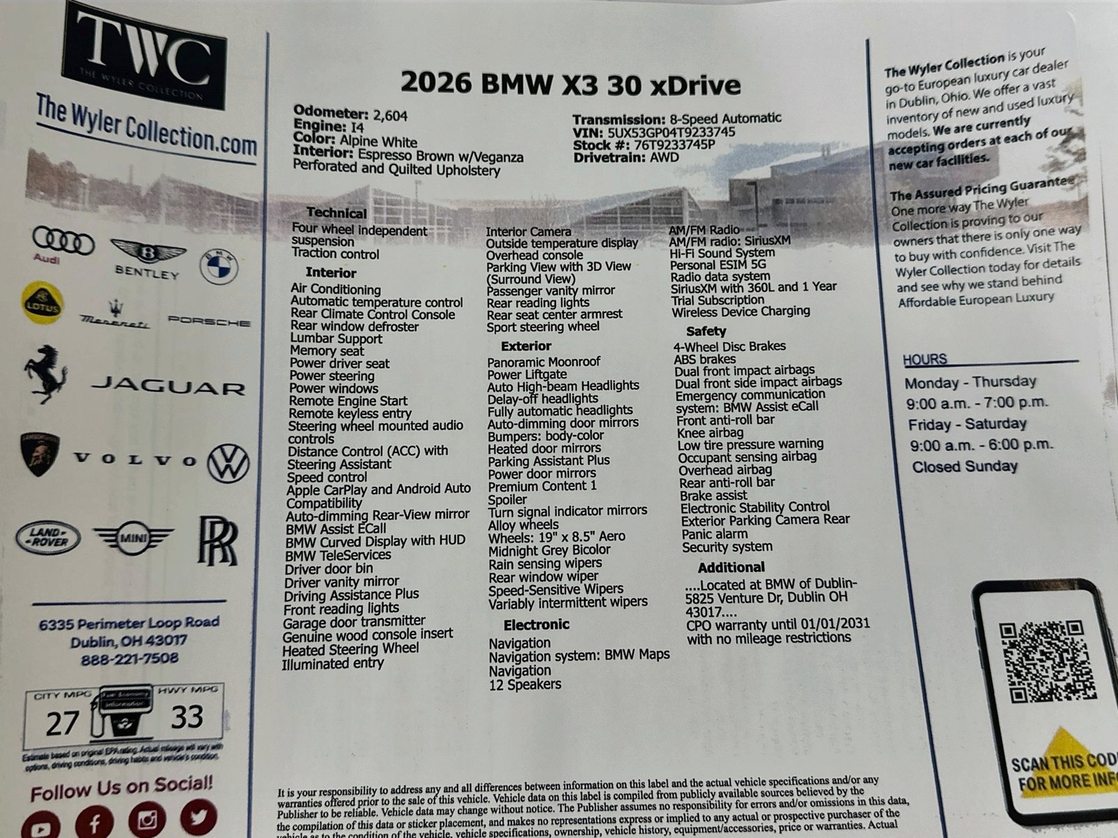 Used 2026 BMW X3 xDrive30i w/ Premium Package AWD/4WD image 49