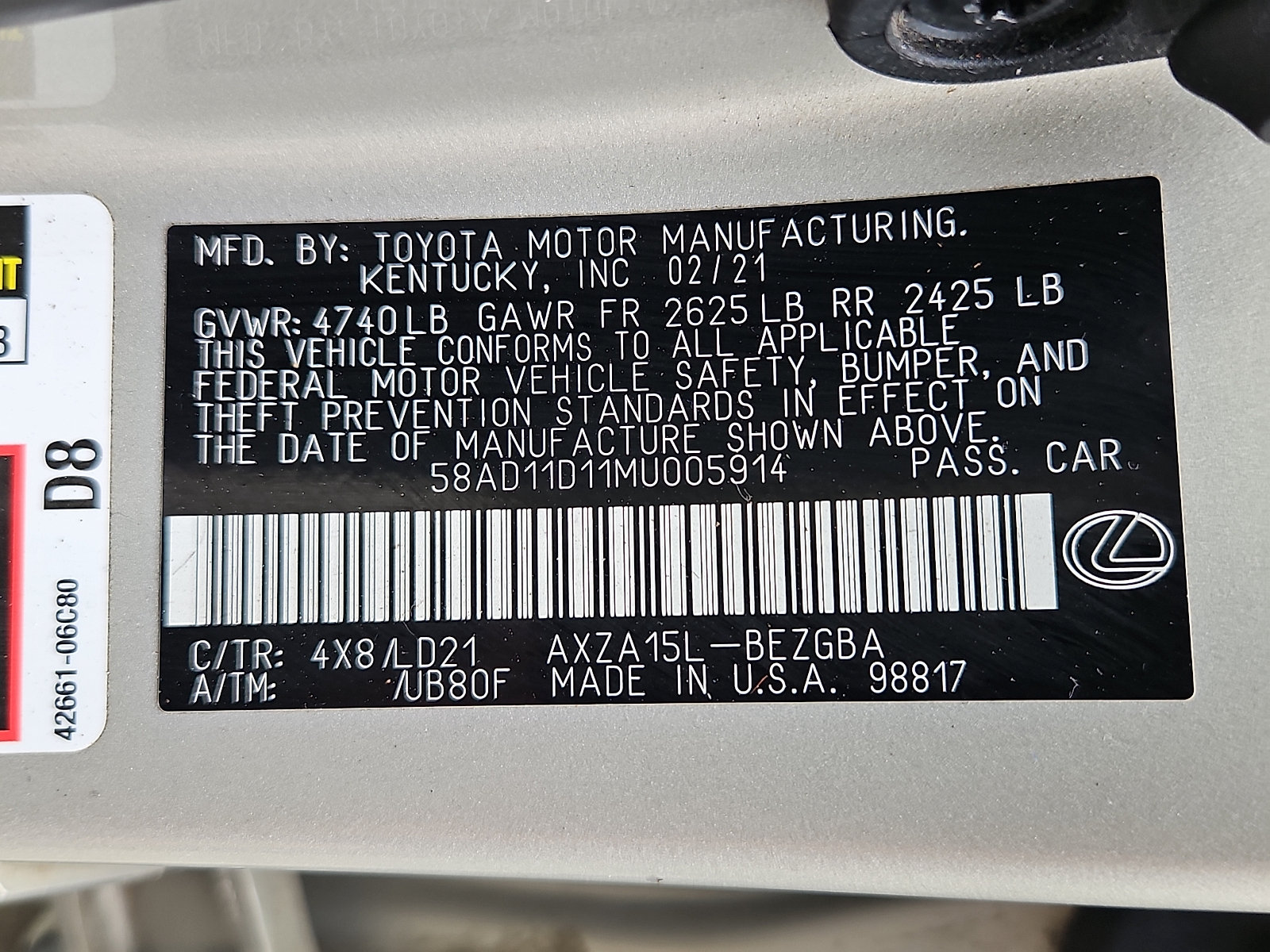 Used 2021 Lexus ES 250 w/ Premium Package AWD/4WD image 28