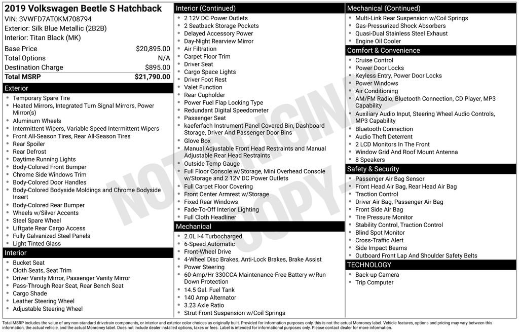 Used 2019 Volkswagen Beetle 2.0T S image 6