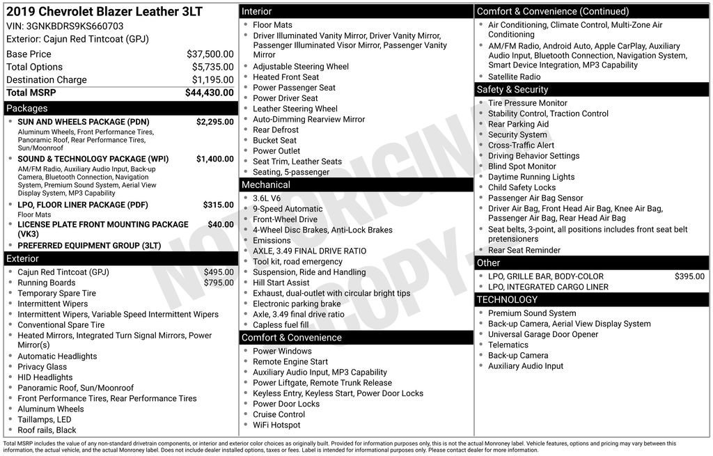 Used 2019 Chevrolet Blazer LT w/ Sun and Wheels Package image 5