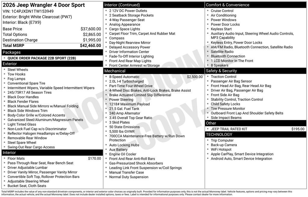 New 2026 Jeep Wrangler Sport image 6