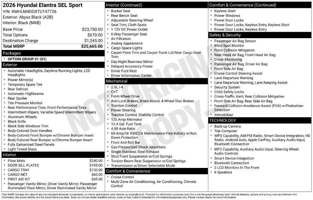 New 2026 Hyundai Elantra Sport FWD image 24