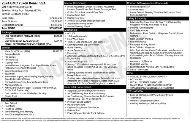 Used 2024 GMC Yukon Denali w/ LPO, Floor Liner Package AWD/4WD image 9
