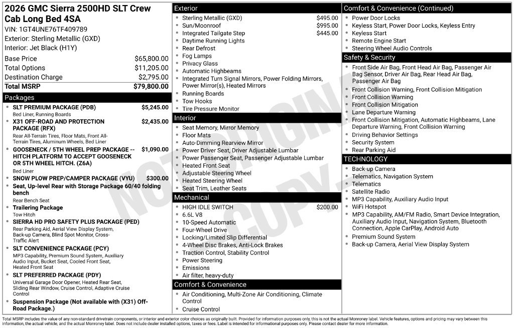 New 2026 GMC Sierra 2500 SLT w/ SLT Premium Package AWD/4WD image 2
