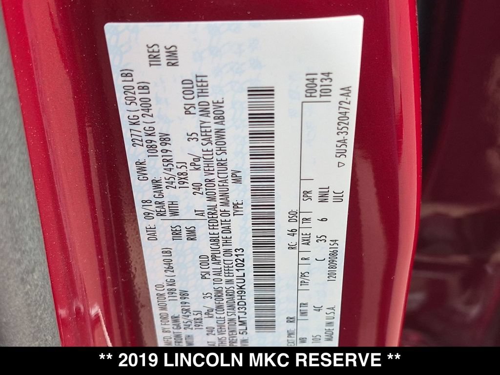 Used 2019 Lincoln MKC Reserve w/ MKC Climate Package AWD/4WD image 30