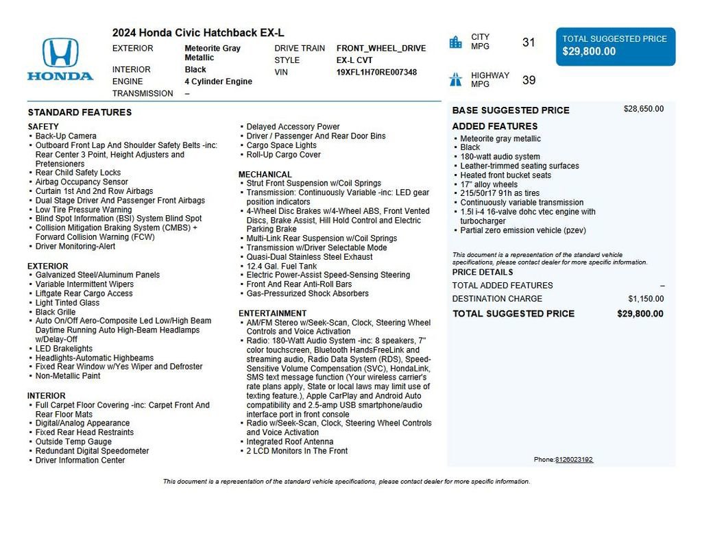 Used 2024 Honda Civic EX-L image 37