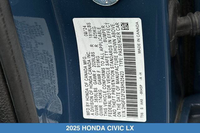 Certified 2025 Honda Civic LX image 31