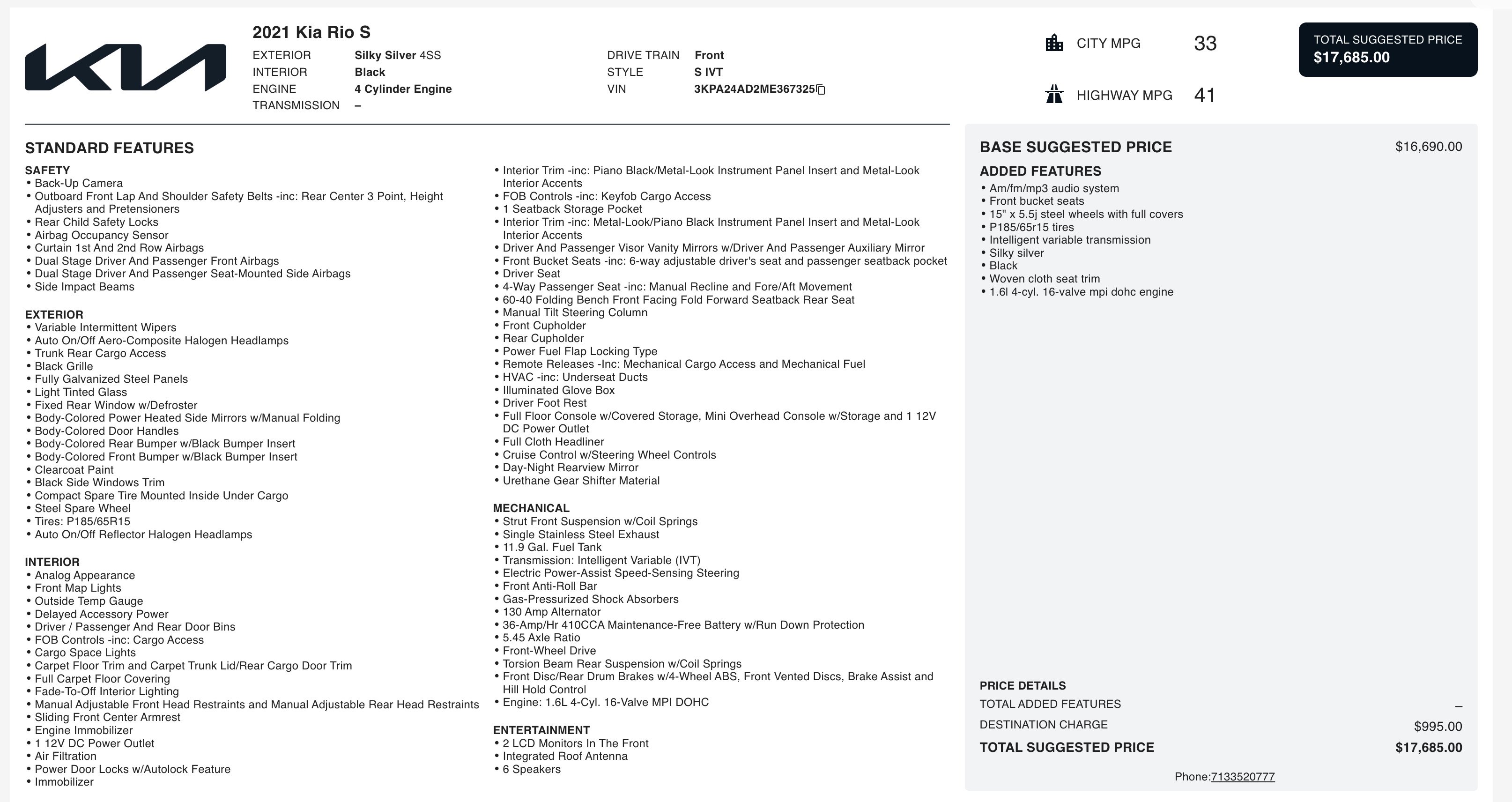 Used 2021 Kia Rio S image 5