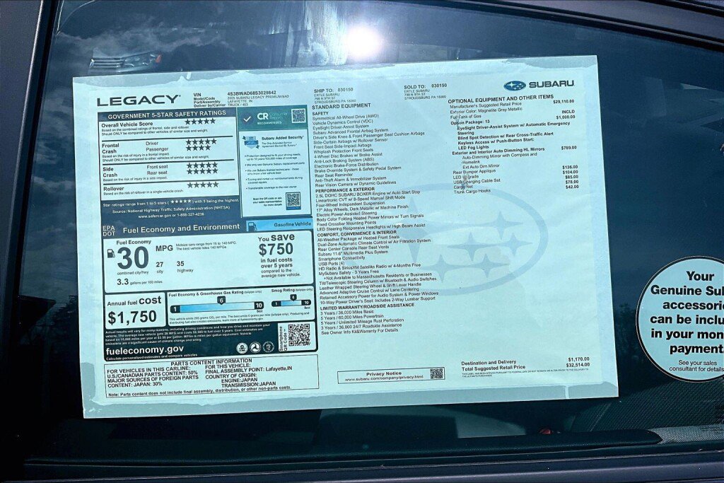 New 2025 Subaru Legacy Premium AWD/4WD image 12