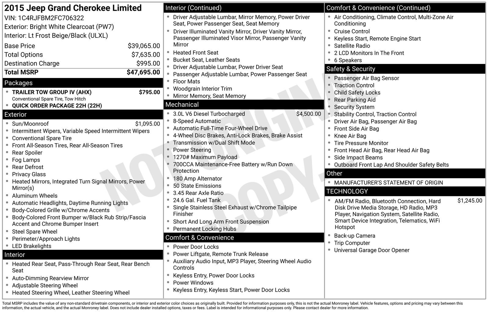 Used 2015 Jeep Grand Cherokee Limited w/ Trailer Tow Group IV image 29