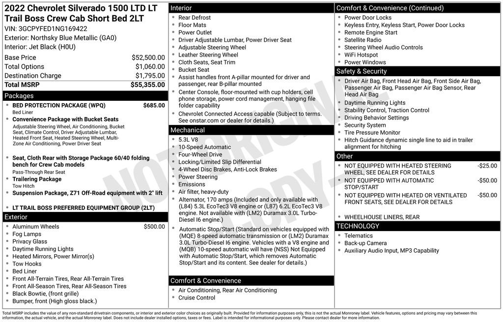 Used 2022 Chevrolet Silverado 1500 LT Trail Boss w/ Bed Protection Package AWD/4WD image 39