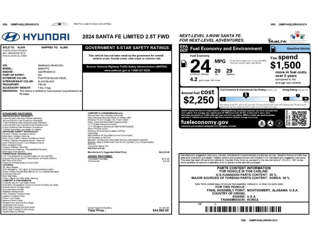 Used 2024 Hyundai Santa Fe Limited FWD image 2