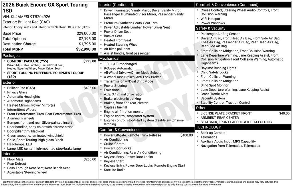 New 2026 Buick Encore GX Sport Touring w/ Comfort Package AWD/4WD image 54