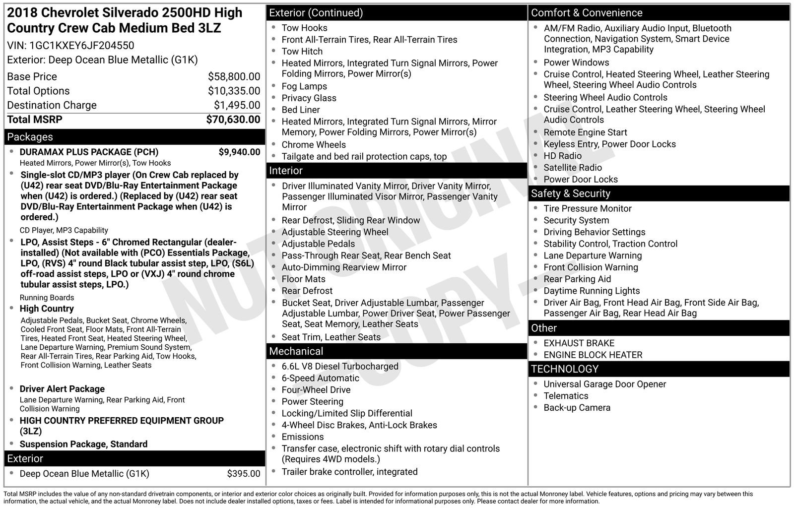 Used 2018 Chevrolet Silverado 2500 High Country w/ Duramax Plus Package image 3